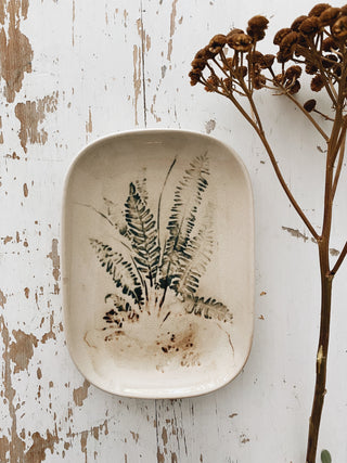 Stoneware Dish with Plant Imprint