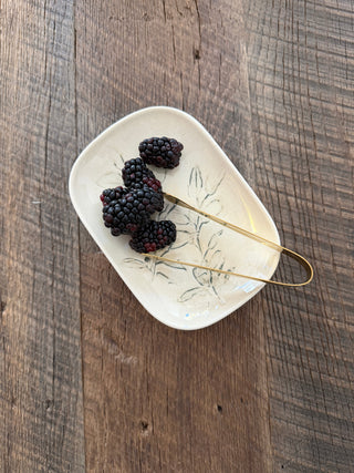 Stoneware Dish with Plant Imprint