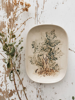 Stoneware Dish with Plant Imprint