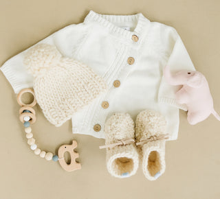 Baby Booties Sweater Moccs Ivory