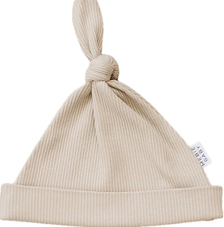Newborn Knot Hat Ribbed Organic Cotton - Oatmeal