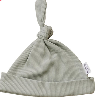 Newborn Knot Hat Ribbed Organic Cotton - Sage