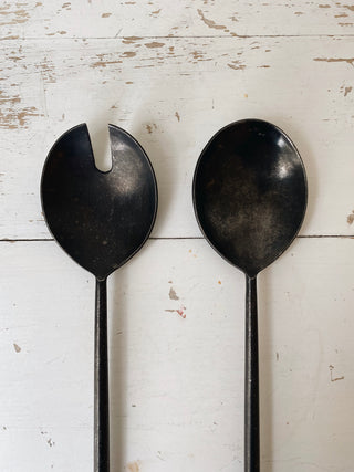 Salad Servers, Tumbled Black