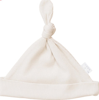 Newborn Knot Hat Ribbed Organic Cotton - Vanilla