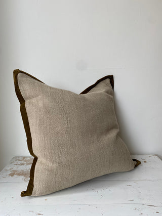 Velvet Trim Pillow Green 24 x 24