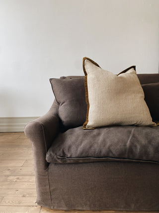 Velvet Trim Pillow Green 24 x 24