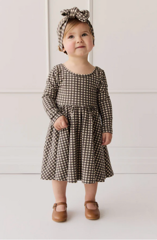Organic Cotton Tallulah Dress - Mini Gingham Bistre | Jamie Kay