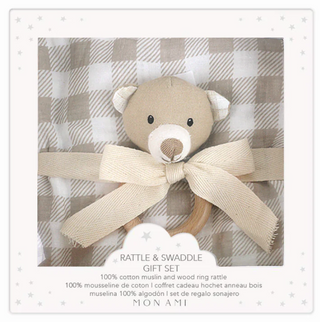 'GINGHAM' Blanket and Rattle Gift Set