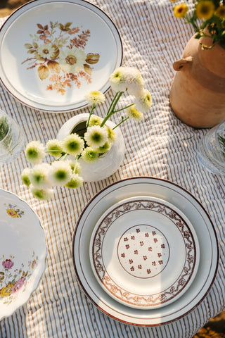 FOUND. Vintage Brown Floral Side Plates