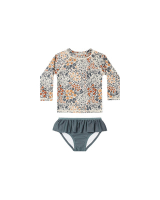 rashguard girls swim suit | flower field