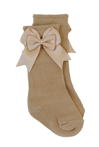 High Rise Bow Socks Carmel 0-6M