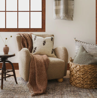 Abstract Leaf Pillow 18 x 18 Beige and Brown