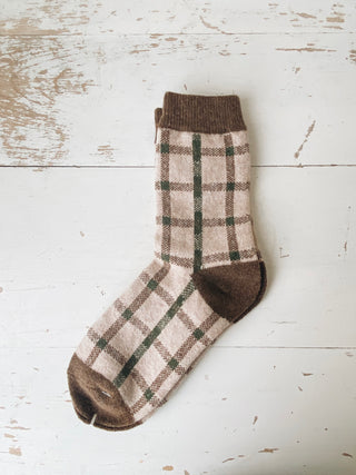 Neutral Check wool socks