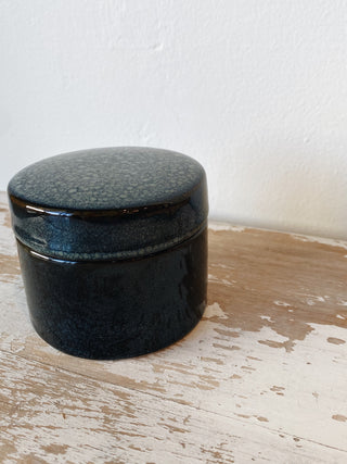 Round Stoneware Jar Blue