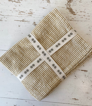 Chef Stripe Tea Towels Set of 2 Ochre