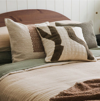 Abstract Pathway Pillow 20 x 20 Brown and White