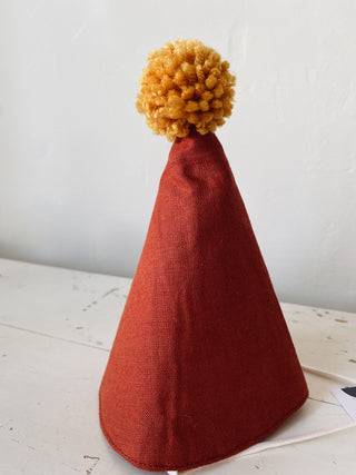 Linen Birthday Hat - Terracotta