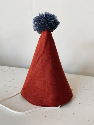Linen Birthday Hat - Terracotta