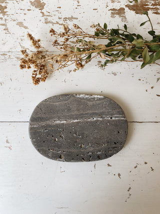 Oval Travertine Soap Dish