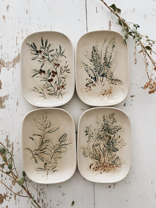 Stoneware Dish with Plant Imprint