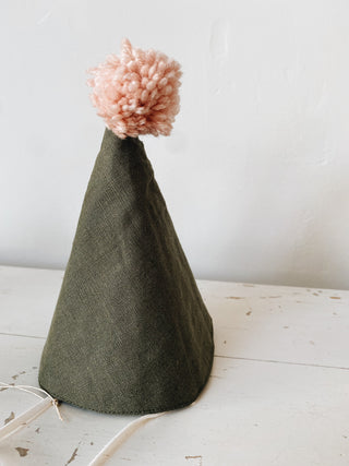 Linen Birthday Hat - Forest Green