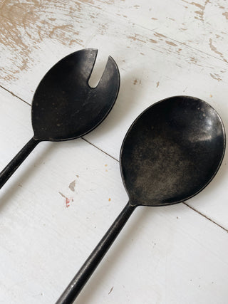 Salad Servers, Tumbled Black