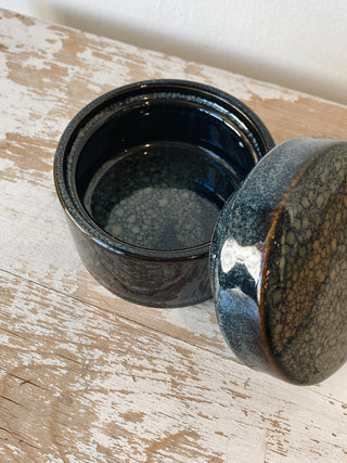Round Stoneware Jar Blue