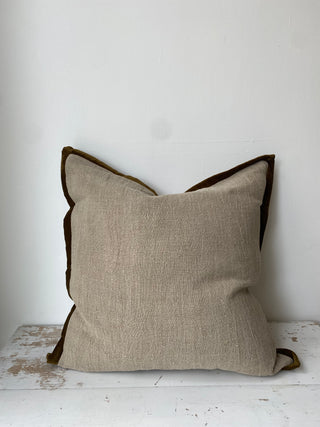 Velvet Trim Pillow Green 24 x 24