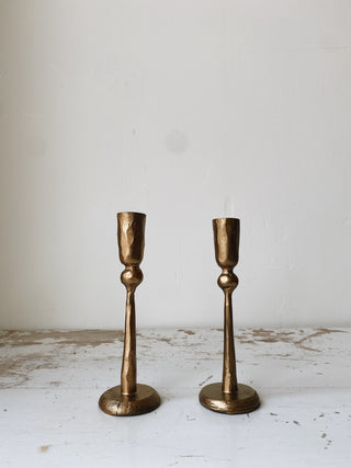 Metal Taper Candle Holder with Antique Finish - tall