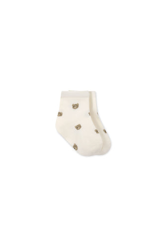 Bobbie Bear Sock - Jacquard Bobbie Bear Tofu | Jamie Kay