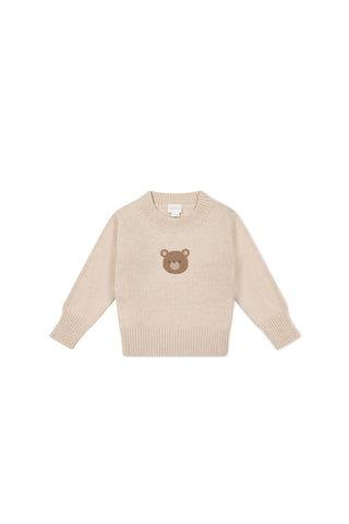 Leon Jumper - Oatmeal Marle Jacquard Bobbie Bear | Jamie Kay