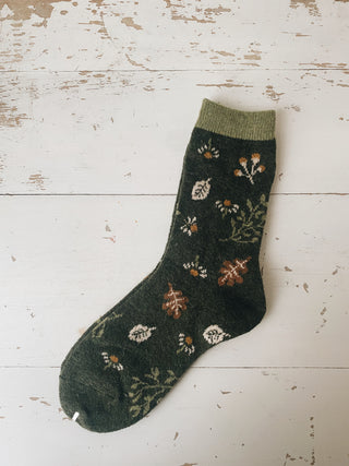 Botanical Green wool socks