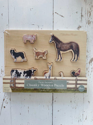 Farm Animals Chunky Wooden Puzzle by Tabitha Page