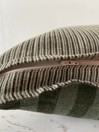 Sage Stripe Double Sided Linen Pillow 20x20