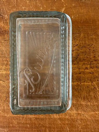 Oak Pressed Glass Butter Dish