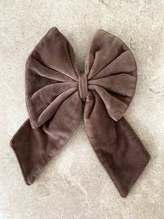 Velvet Bow Clip in Clove
