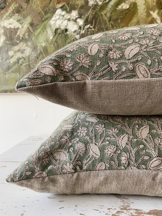 Catherine Block Print Linen Pillow 20 x 20