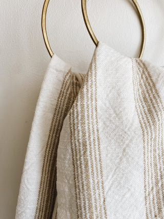 French Stripe Hand Towels Set of 2 Warm Sand