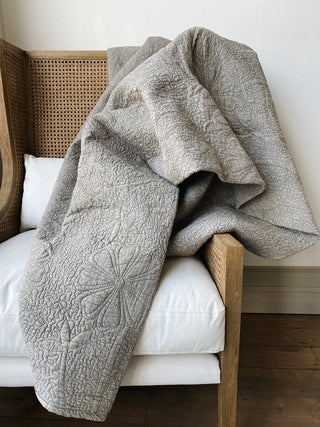 Palladio Quilted Blanket in Stone 94" x 90"