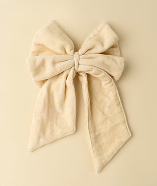 Velvet Bow Clip in Ivory