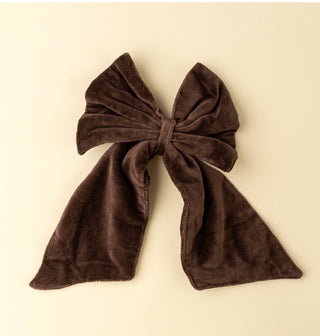 Velvet Bow Clip in Clove