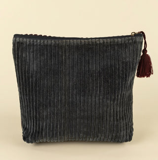 Velvet Vanity Pouch in Sangria/Navy