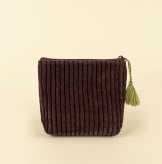 Velvet Vanity Pouch in Green/Sangria