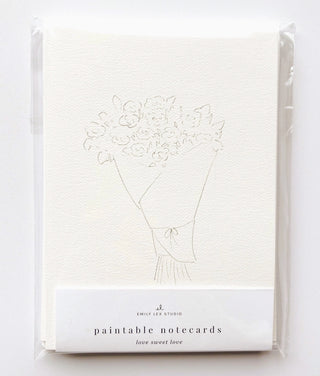 Pack of paintable notecards with floral design on a white background