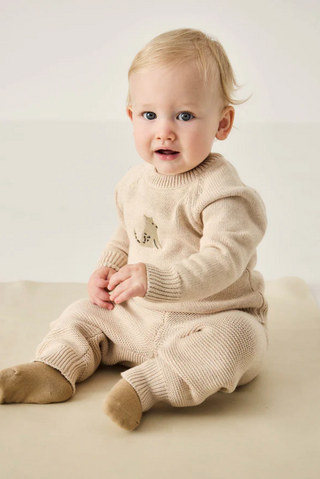 Ethan Jumper - Oatmeal Marle Leopard | Jamie Kay