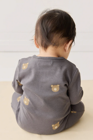 Organic Cotton Reese Zip Onepiece - Bobbie Bears Black Oyster | Jamie Kay