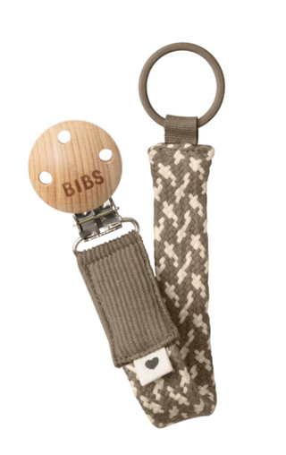 BIBS Pacifier Clip Dark Oak / Vanilla