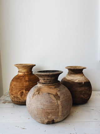 FOUND. Wood Water Pot - large