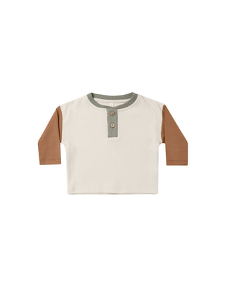 long sleeve henley tee || color block by Quincy Mae