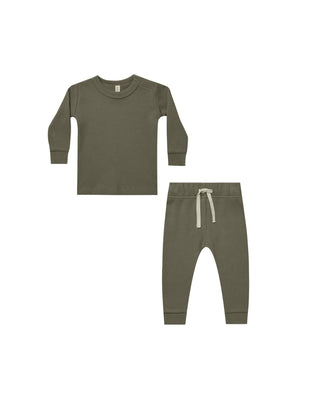 waffle top + pant set || forest by Quincy Mae